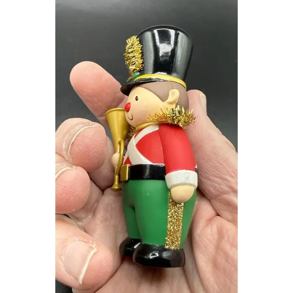 Adorable Hallmark Gold Tinsel Toy Soldier Christmas Ornament No Box -LO17